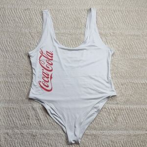 Coca-Cola One Piece Bathing Suit White With Red Letters Women's Size 3x